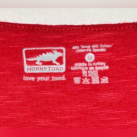 Horny Toad Cap Sleeve V Neck Shirt Size Medium Red - Picture 3 of 8